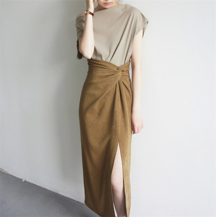 [PRE ORDER]slit design ⅼong skirt&off shoulder tops AL#1077