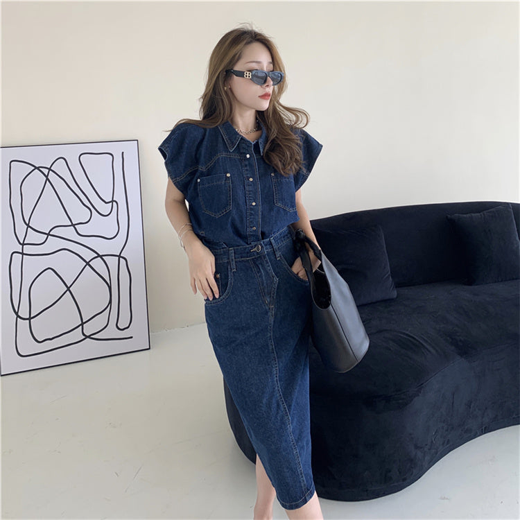 PRE ORDER]denim shirt vest AL#1050 – AMOROUS LILY